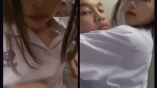 Hai đứa học sinh trốn trong nhà vệ sinh trường đụ nhau