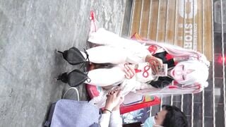 Quay lén e cosplayer loli xinh xắn dáng yêu mặc quần lót lọt khe lồn múp