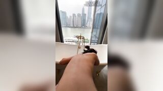 Dắt e rau mới quen vào ks sang trọng doggy ở phòng tắm lộ thiên cho e sướng run chân