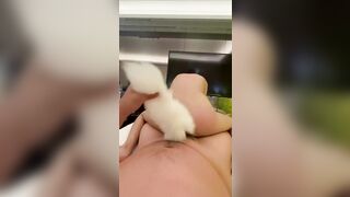 Bé cáo đít bự vừa đeo đuôi cáo trg đít vừa ngồi trên nhấp cặc a mà rên rỉ