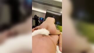 Bé cáo đít bự vừa đeo đuôi cáo trg đít vừa ngồi trên nhấp cặc a mà rên rỉ