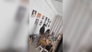 Quay lén đôi trẻ tranh thủ giờ tan học lớp mỹ thuật địt nhau giải toả cơn nứng